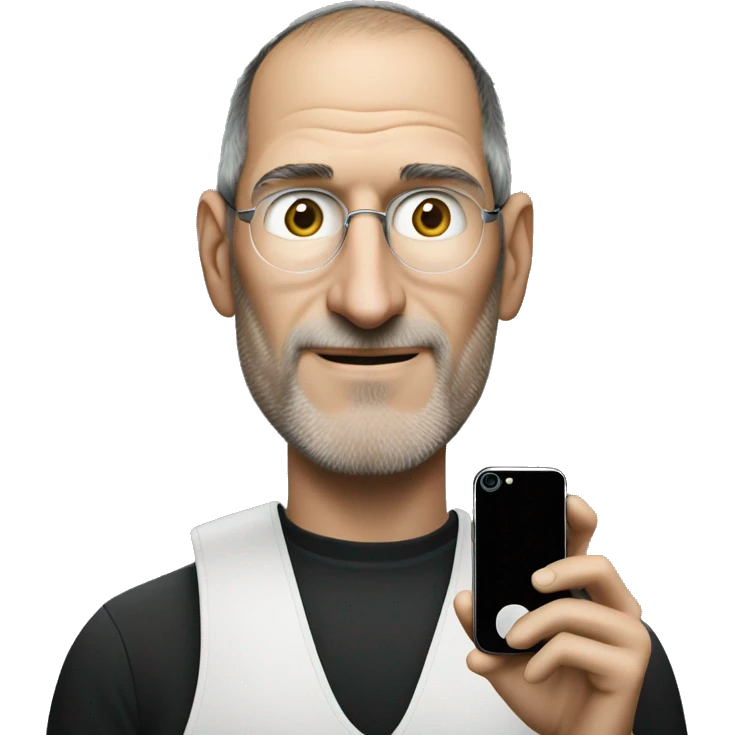 Steve jobs holding a iPhone 16 pro max emoji