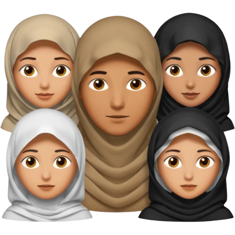 1 man emoji with short hair and 4 veiled women emoji