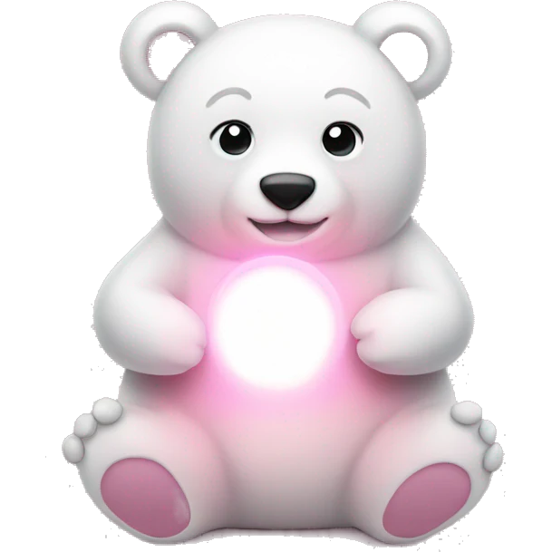 white bear holding a light pink hears emoji