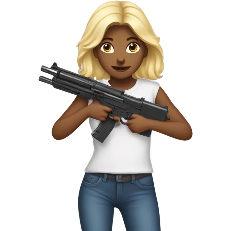 Girls playing with fake guns emoji