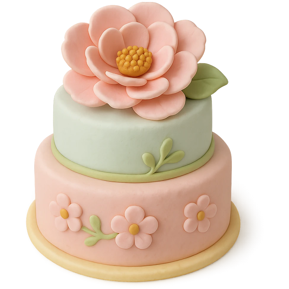 pink flower fondant cake art style emoji