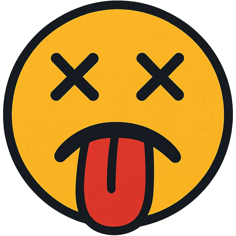 dead face with cross eyes and tongue out emoji