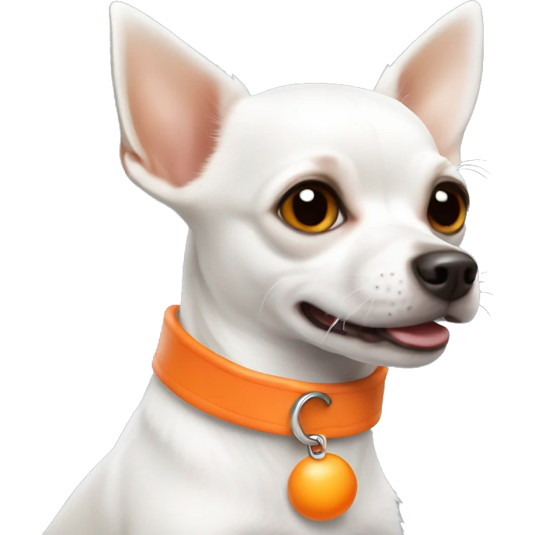 white chihuahua terrier with orange collar emoji