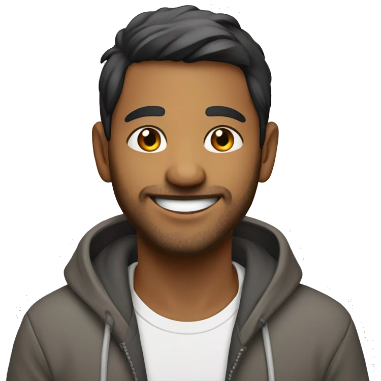 Indian morden male in hoodie, smiling  emoji
