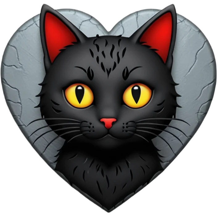 goth heart with a black cat silhouette emoji
