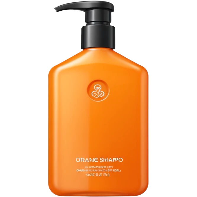 Square-shaped orange-colored shampoo - No product descriptionSquare-shaped package containing an orange-colored shampoo without embossing - no product description emoji