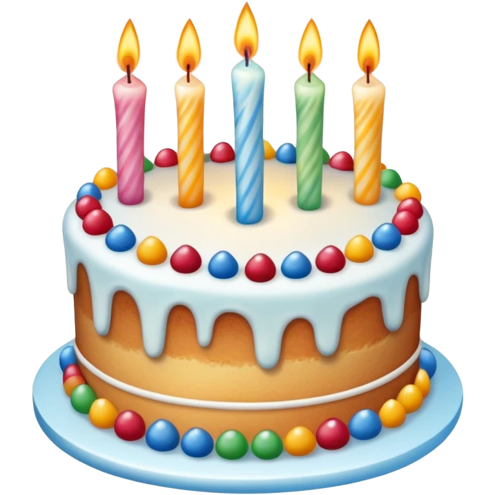Beautifully decorated whole birthday cake with frosting and candles on top emoji