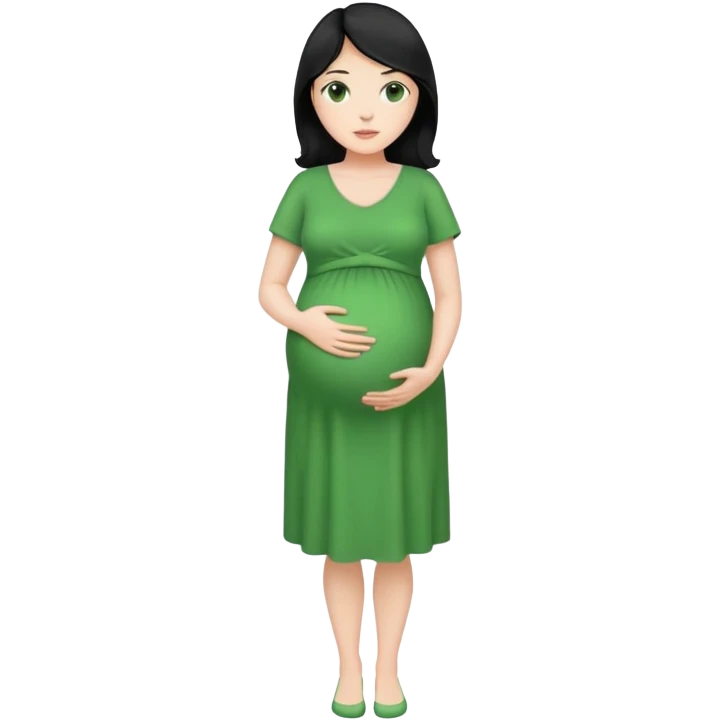 Embarazada blanca con cabello negro y vestido verde  emoji