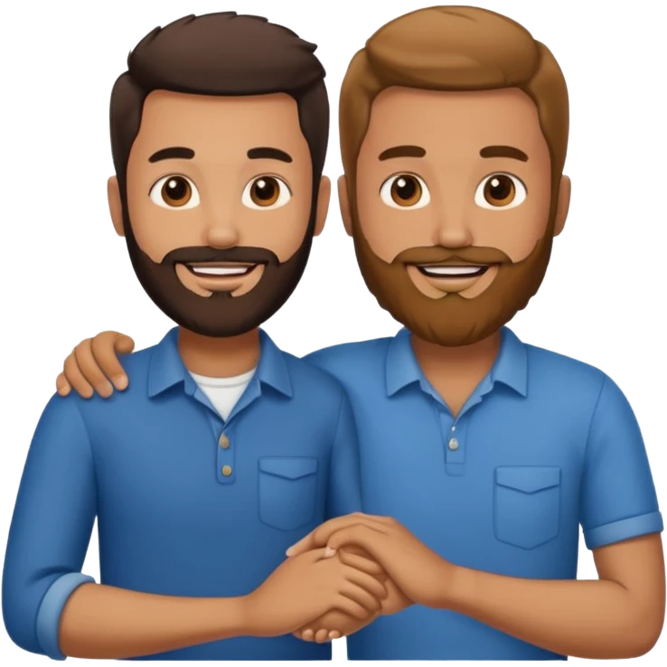mixed race couple, man with beard, holding hands emoji