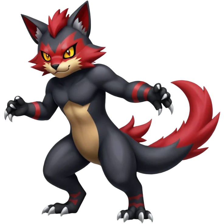 Shiny Dark Badass Handsome Torracat-Zoroark full body emoji