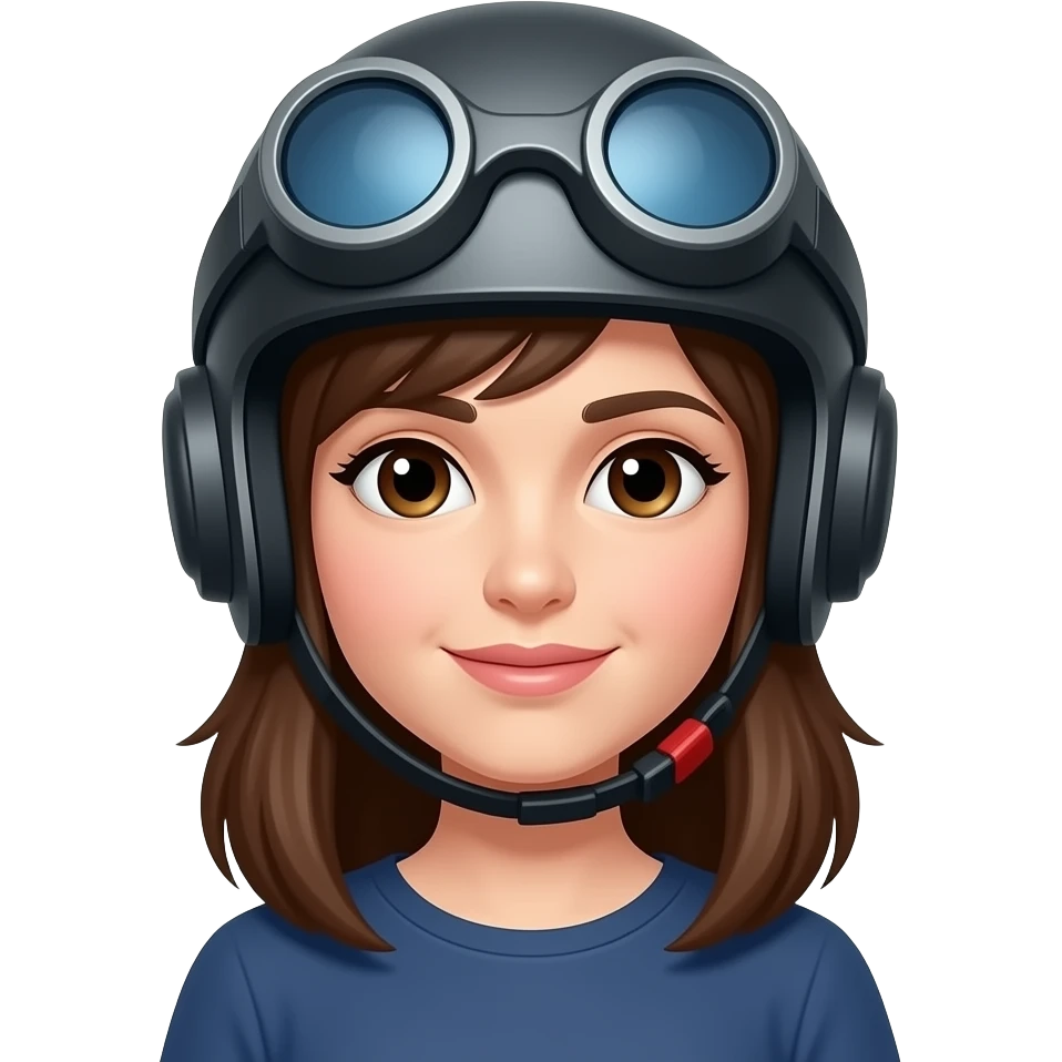 casque geek, femme, cheveux mi-long, brune emoji