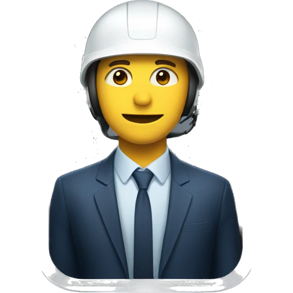 man in a lift with a helme emoji