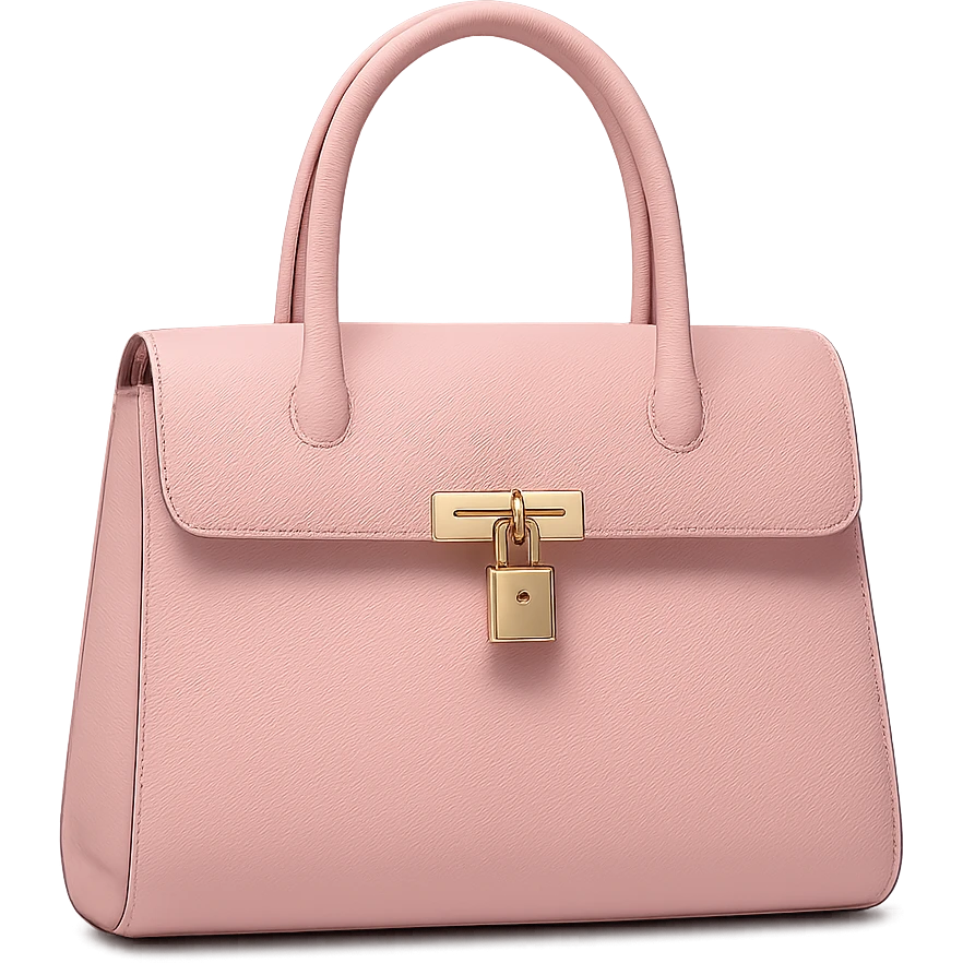 Remove the background, keep only the pink designer handbag with no background. Make the image clean and isolated on transparent background. emoji