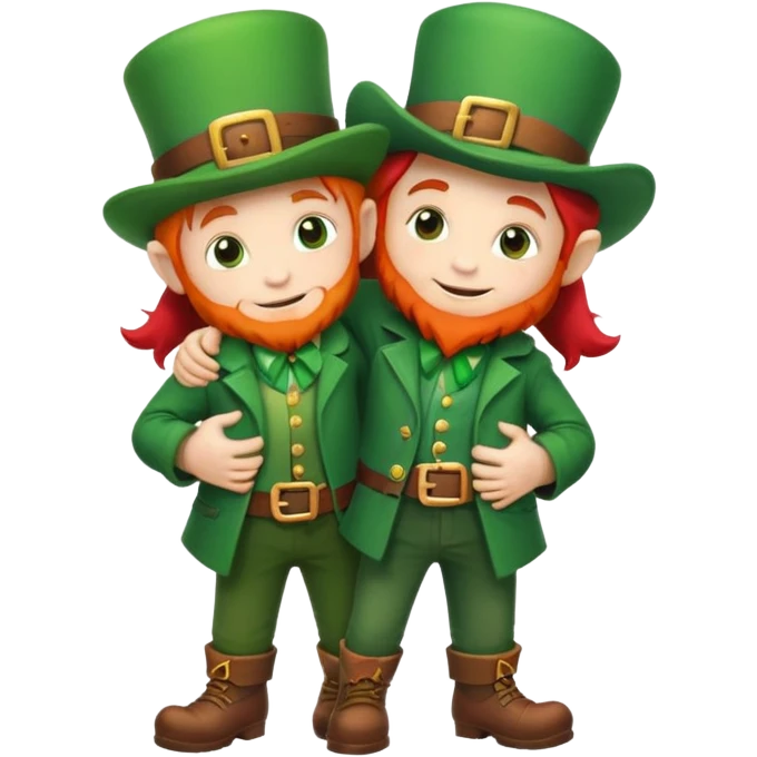 Leprechauns hugging emoji