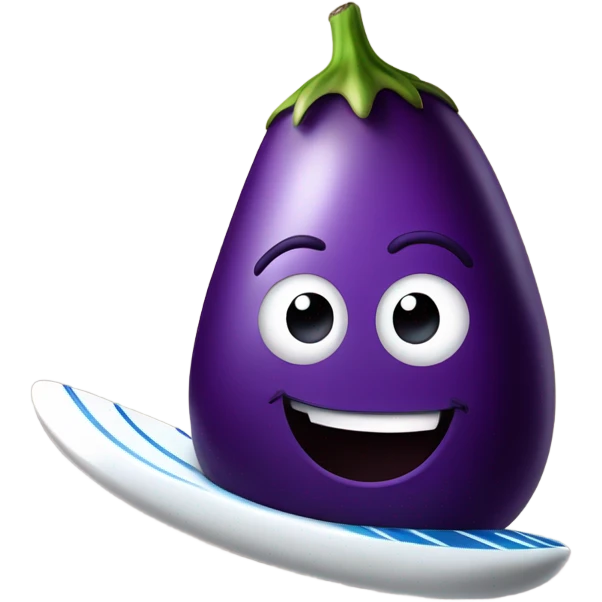 surfing on eggplant emoji
