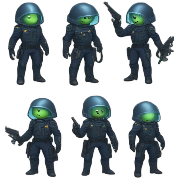 alien policeman scifi roguelike rpg style inspired by slay the spire digital art emoji