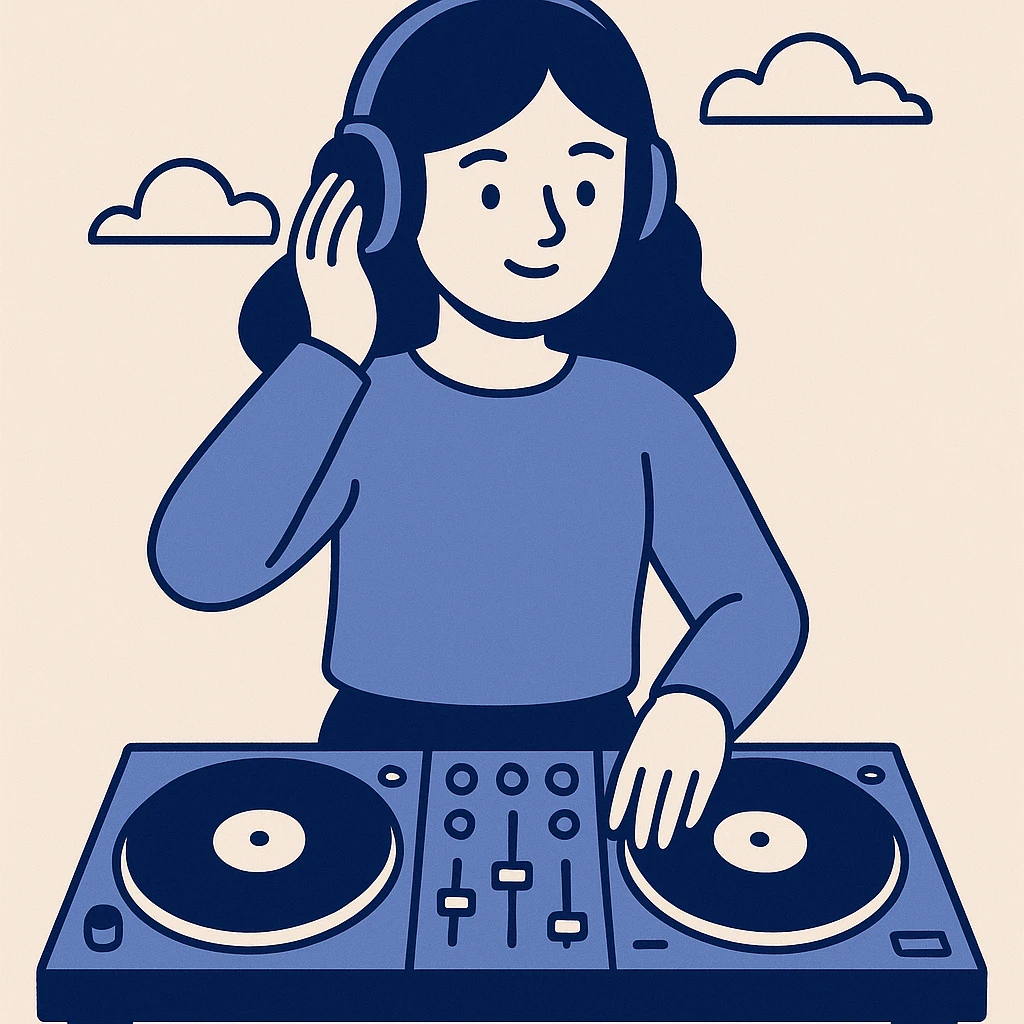 girl playing DJ set emoji