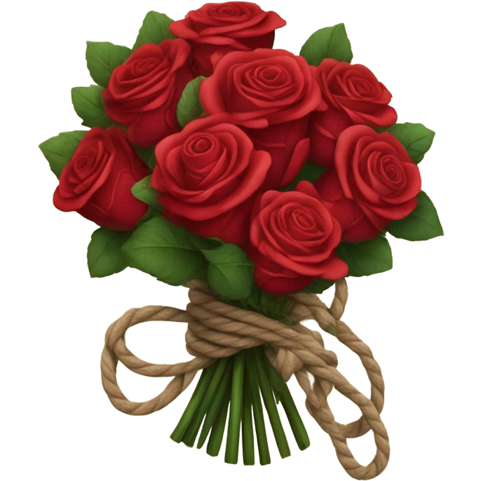 Bouquet red roses binded with rope emoji