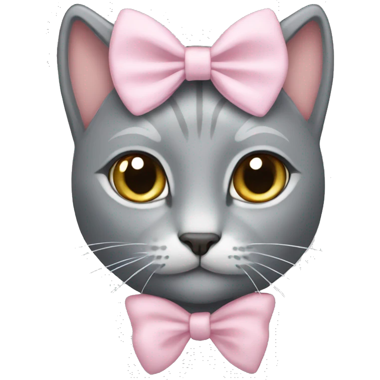 a grey cat with a light pink bow  emoji