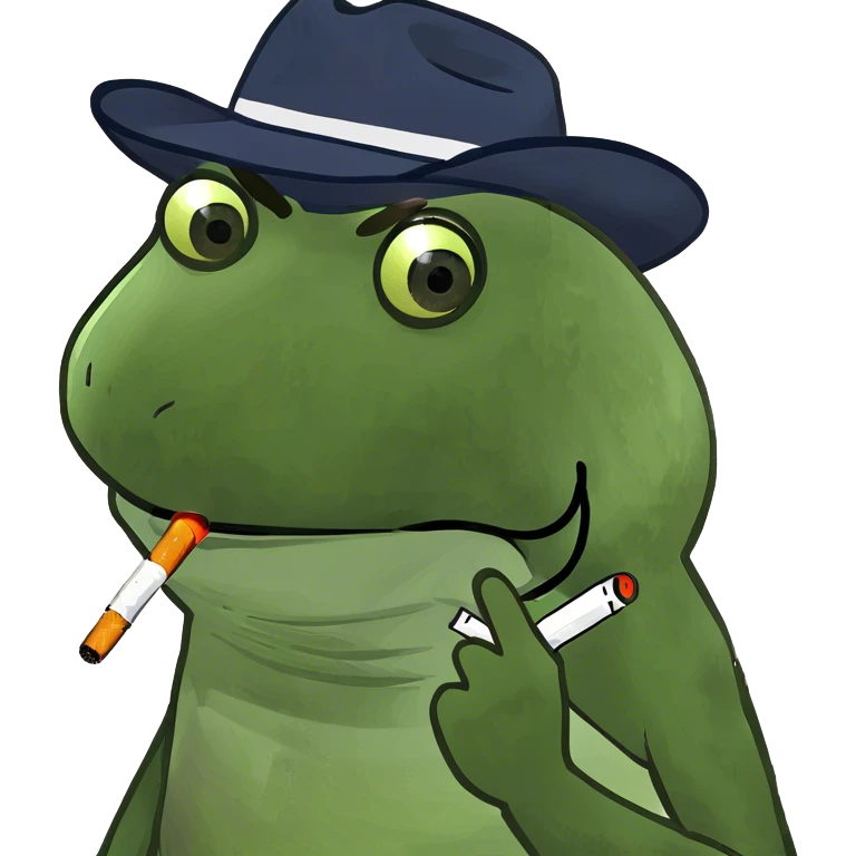 Frog wearing a cowboy hat smoking a cigarette  emoji