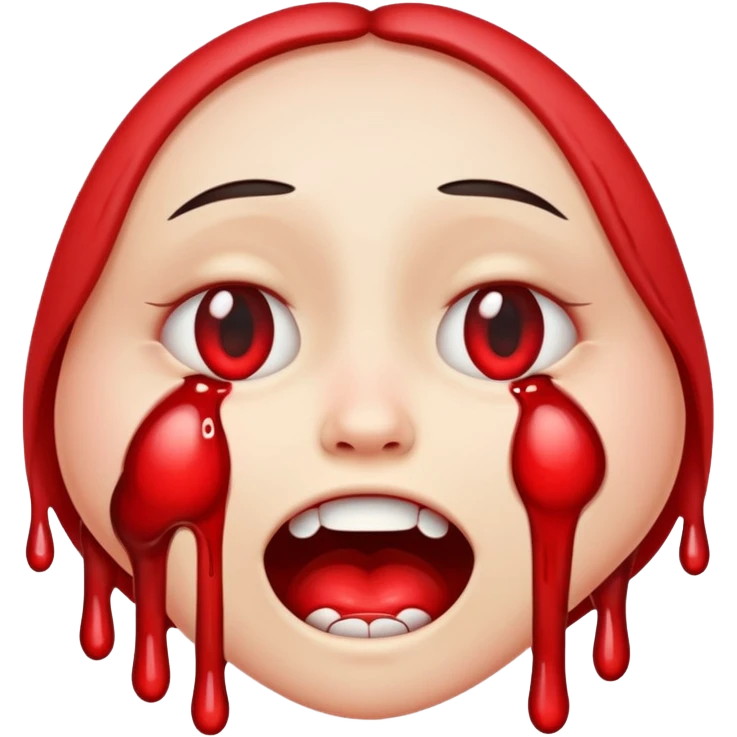 emoji smiley face, upside down, blood crying from eyes emoji