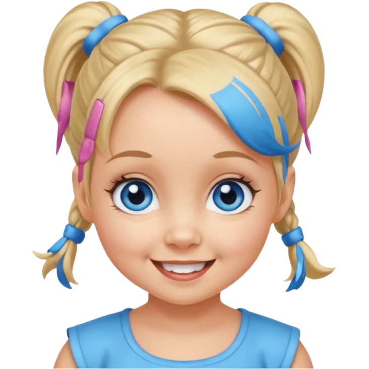 Baby Spice with blue eyes, ponytails hair emoji