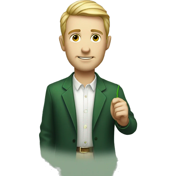 white man with four leaf clover emoji