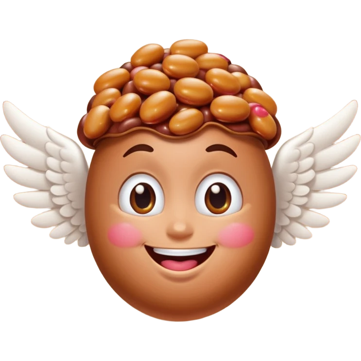 Make flying baked bean faces with wings  emoji