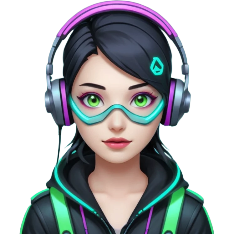 cyberpunk akali girl programmer emoji