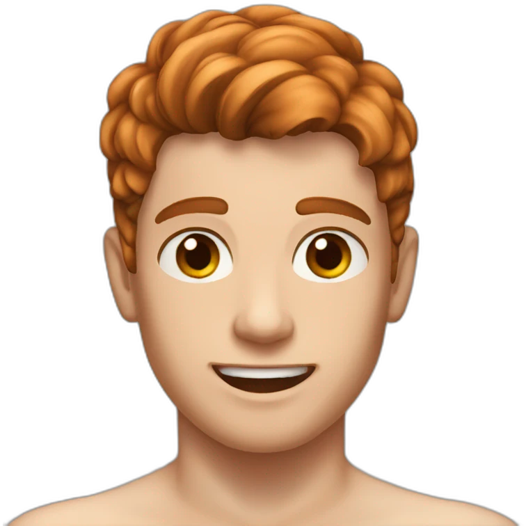 Shirtless white twink man with reddish brown hair emoji