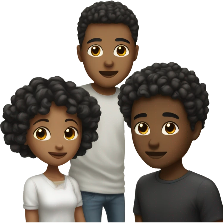 Couple kissing brown skin girl with black curly hair and white skinned boy with black short hair  emoji
