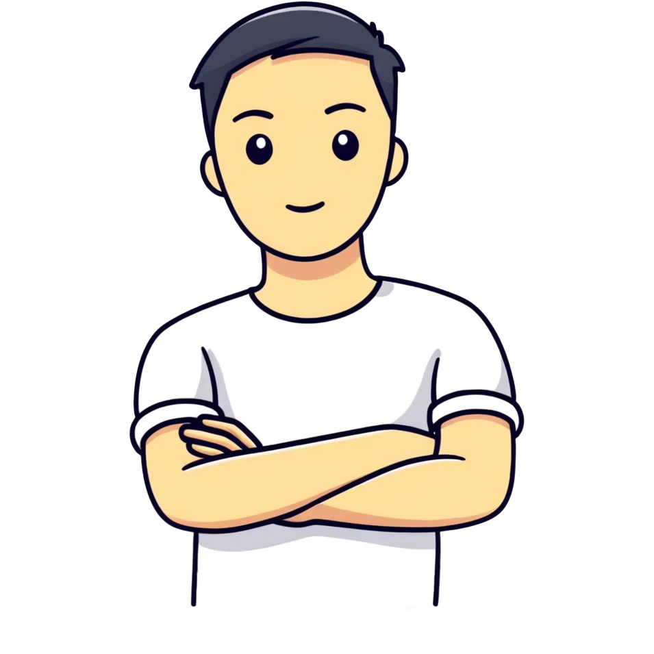 Arms crossed holding neck guy emoji