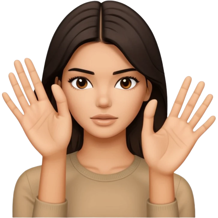 kendall jenner sagt stop und zeig mit einer handinnefläche stop ihre finger liegen aneinander emoji