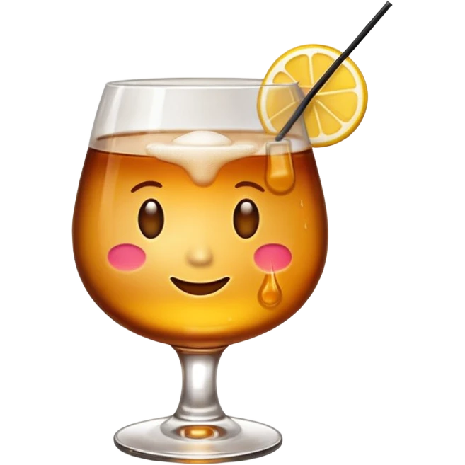 Emoji with an amaretto sour cocktail whiskey glass emoji
