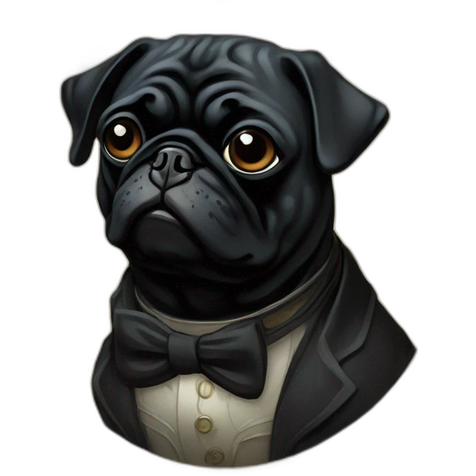 A cyberpunk black pug in Art Nouveau style during 1910 emoji