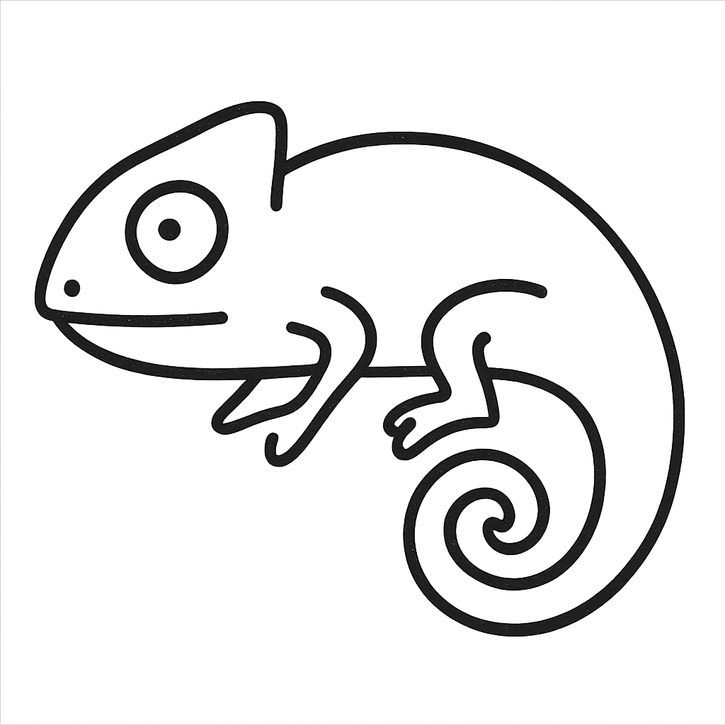 hand-drawn outlined chameleon icon emoji