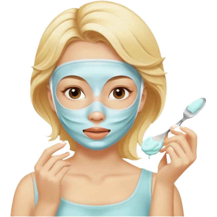 Блондинка делает маску  emoji
