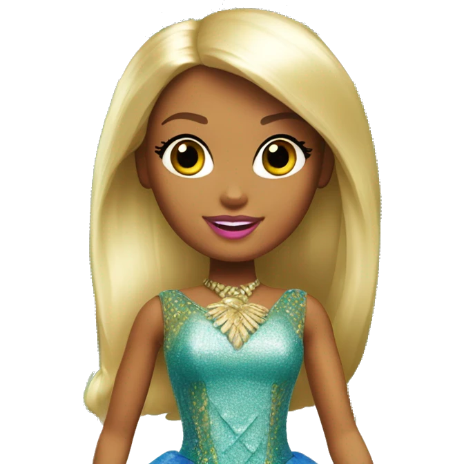 barbie as the island princess with peacock wings emoji