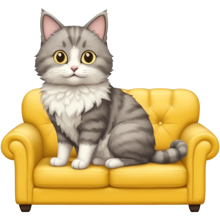 realistic cat in a yellow sofa emoji