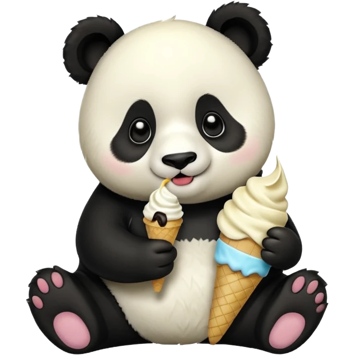 Panda eating ice cream emoji