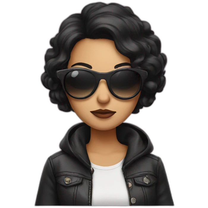 Girl with black hair wearing sunglasses and a vape in her hand emoji