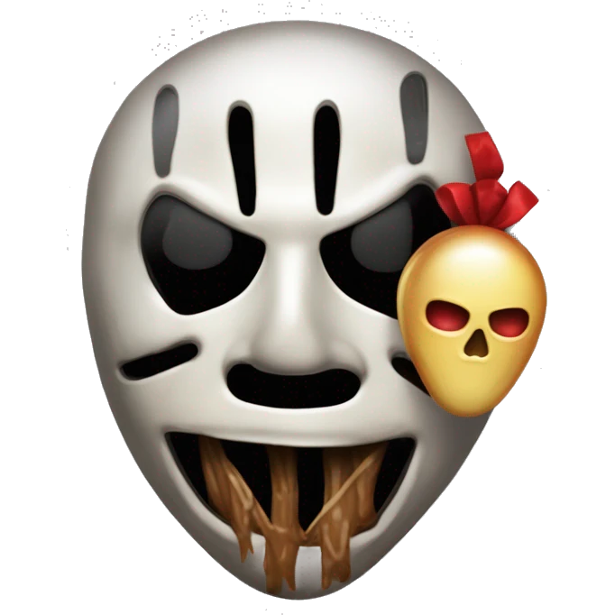 Una maschera di Ghostface, un palloncino rosso (IT), e un guanto con lame ispirato a Freddy Krueger. emoji