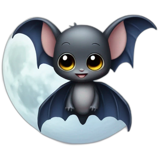 baby bat wings in front of moon emoji