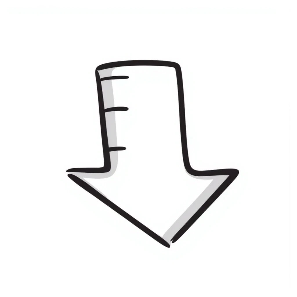 Hand-drawn downward pointing arrow emoji