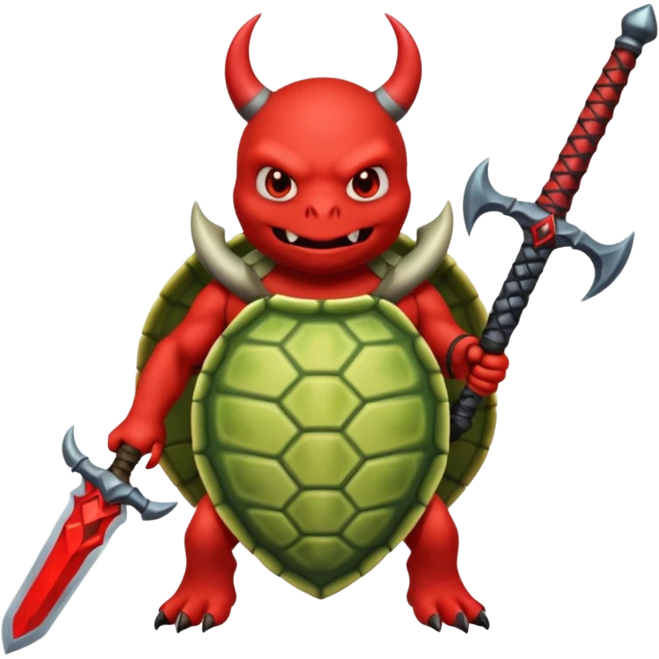 A devil in a turtle carapace add devil sword emoji