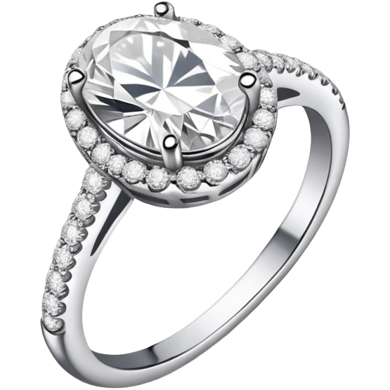 Oval diamond ring with silver and diamond band emoji