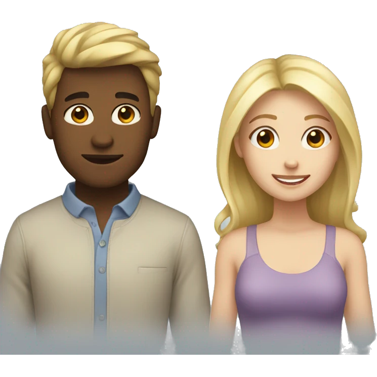 girl with brown hair and guy with blonde hair emoji