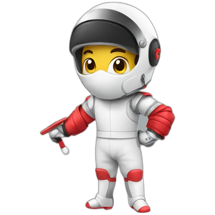 Fencer with red gear emoji
