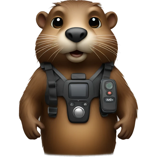 beaver wearing modern sleek body camera emoji