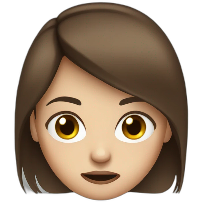 Angry brown hair girl blue eyes emoji